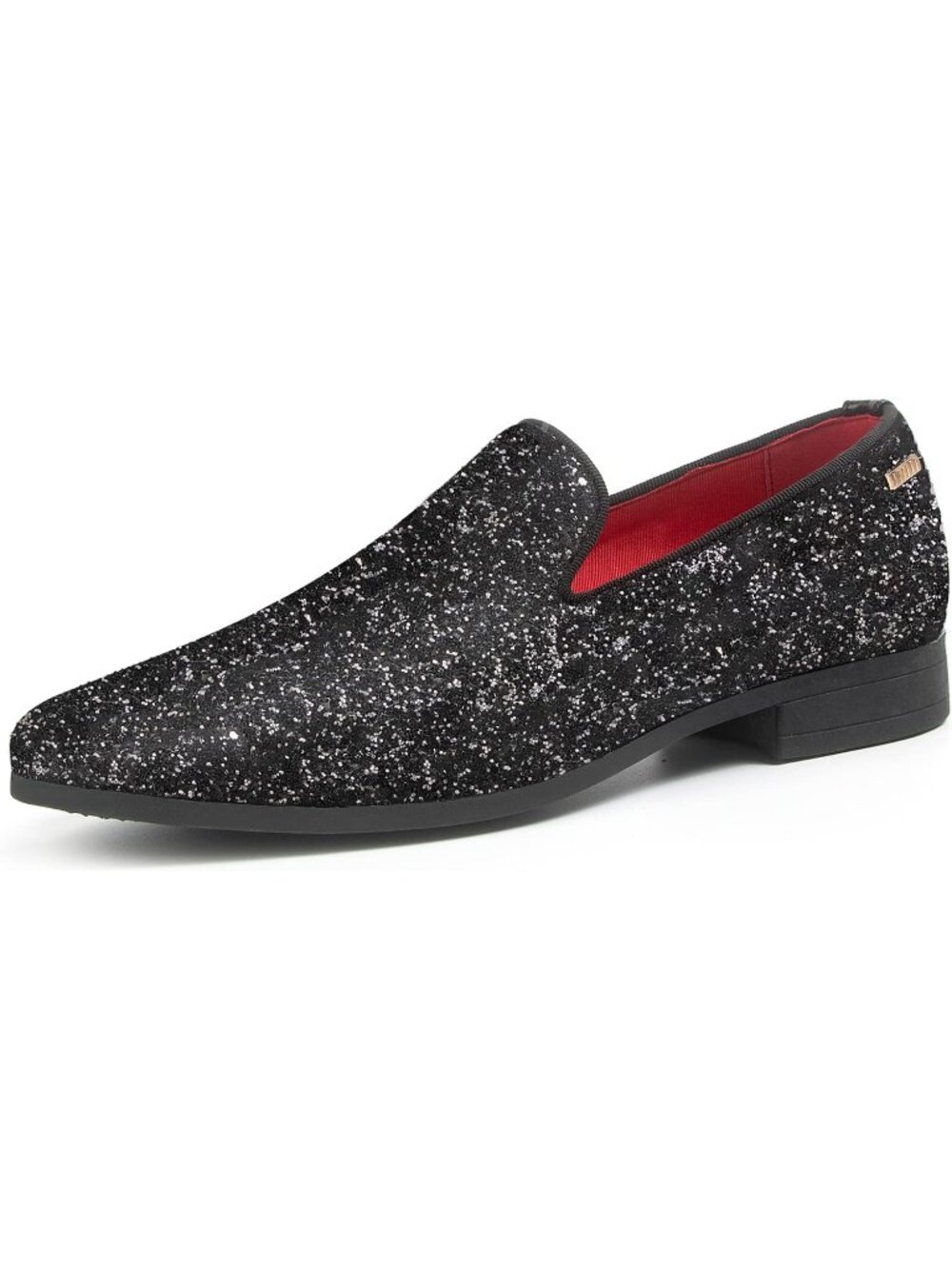 UUBARIS Men's Glitter Black Elegant Tuxedo Loafers Slip on Dress Formal Shoes